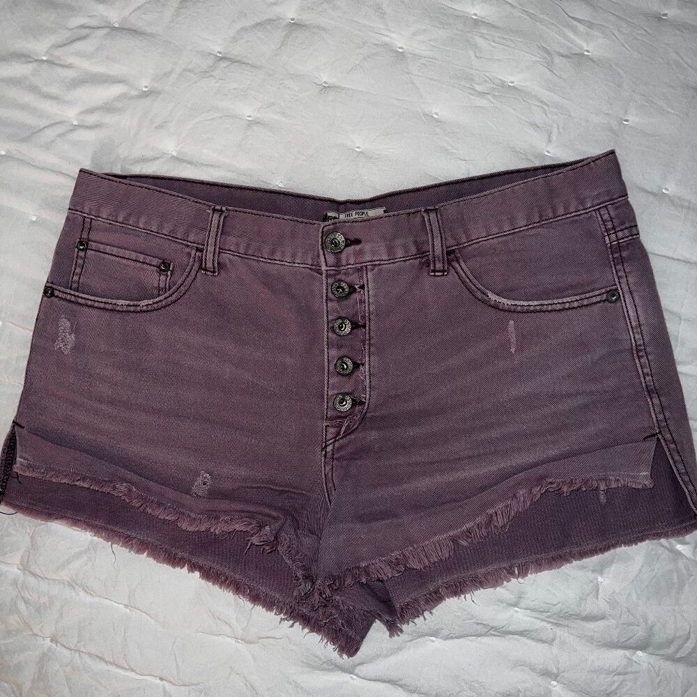 Purple Free People Ripped Shorts